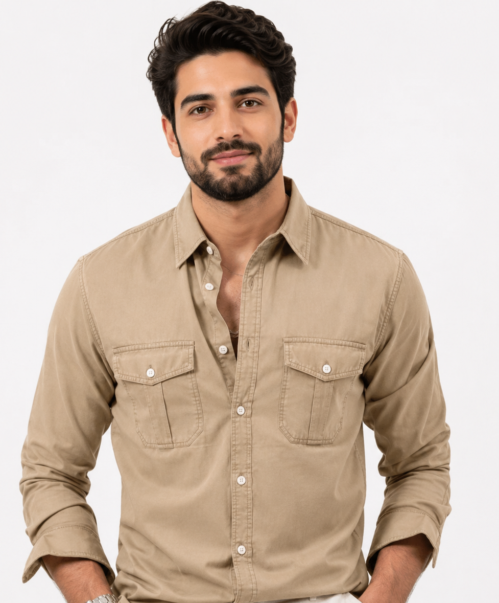 Mens Casual Long-sleeve Shirt Top