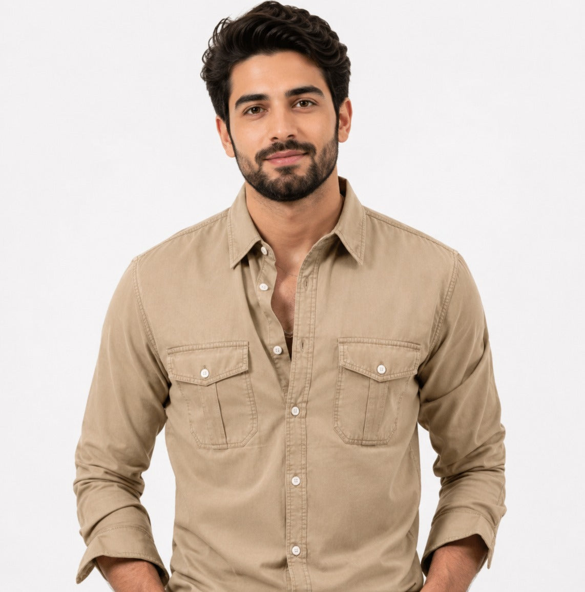Mens Casual Long-sleeve Shirt Top